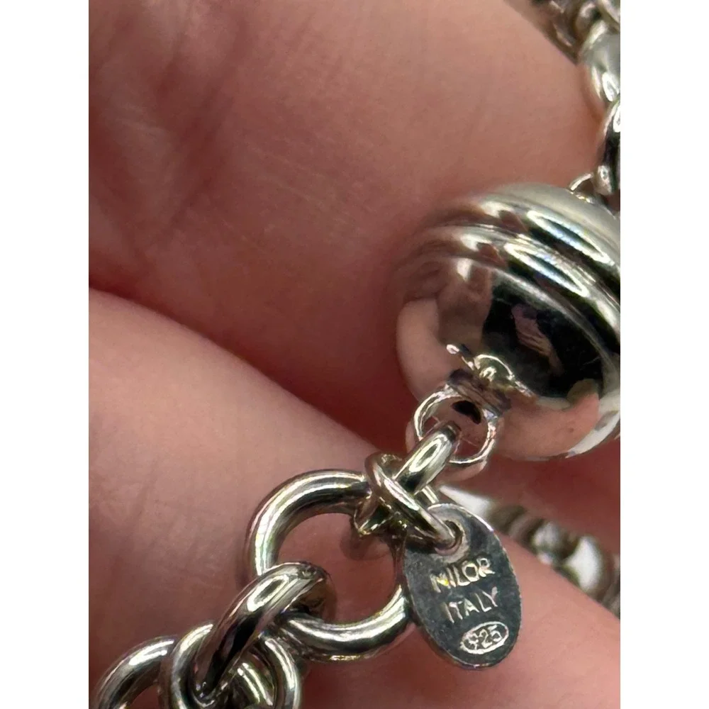 Vicenza Milor Sterling Silver Cha Cha Ball Bead Charm Bracelet ‎ Magnetic Clasp
